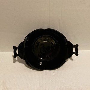 1920s Vintage LE Smith Mount Pleasant Black Glass Serving Bowl w/Handles
